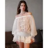 Sheer Luck Gauze Off Shoulder Puff Tube Dress White