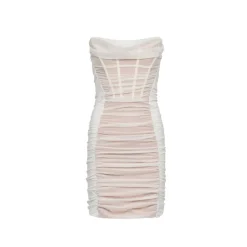 Sheer Luck Kali Mesh Pleated Tube Dress White