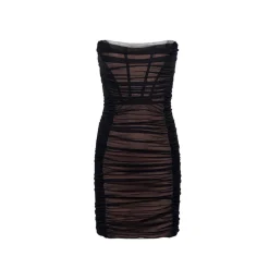 Sheer Luck Kali Mesh Pleated Tube Dress Black