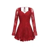 Sheer Luck Laura French Lace Waist-In Dress Red