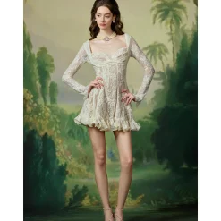 Sheer Luck Laura French Lace Waist-In Dress White