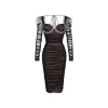 Sheer Luck Marisa Rhinestone Mesh Dress Black
