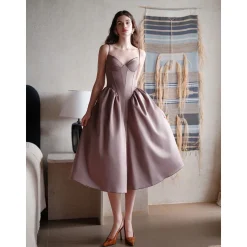 Sheer Luck Mirri French Clipping Satin Sling Dress Brown