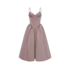 Sheer Luck Mirri French Clipping Satin Sling Dress Brown