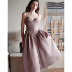 Sheer Luck Mirri French Clipping Satin Sling Dress Brown