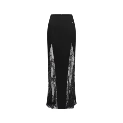 Sheer Luck Sofi Lace Hollow Cutting Long Skirt Black
