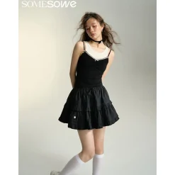 SomeSowe Ballet Layered A-Line Skirt Black