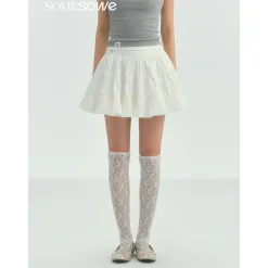 SomeSowe Ballet Pleated A-Line Puffy Skirt White