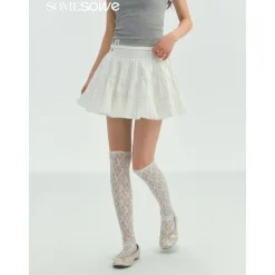 SomeSowe Ballet Pleated A-Line Puffy Skirt White