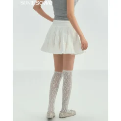 SomeSowe Ballet Pleated A-Line Puffy Skirt White