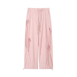 SomeSowe Bow Drawstring Cargo Pants Pink