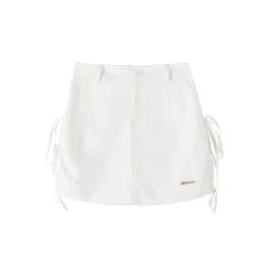 SomeSowe Bow Drawstring Cargo Skirt White