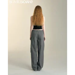 SomeSowe Bow Drawstring Cargo Pants Gray