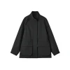SomeSowe Bow Drawstring Waisted Cargo Jacket Gray