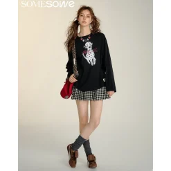 SomeSowe Bow Lace Up Plaid Pleated Skirt