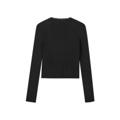 SomeSowe Bow Lace Up V-Neck Cardigan Black