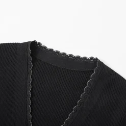 SomeSowe Bow Lace Up V-Neck Cardigan Black