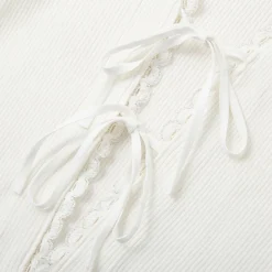 SomeSowe Bow Lace Up V-Neck Cardigan White