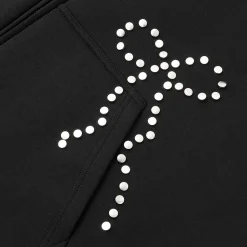 SomeSowe Bow Rivet Hooded Casual Jacket Black