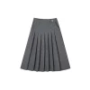 SomeSowe Bow Sequin Pleated Long Skirt Gray