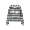 SomeSowe Cat Striped Round-Neck Knit Sweater