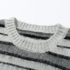 SomeSowe Cat Striped Round-Neck Knit Sweater