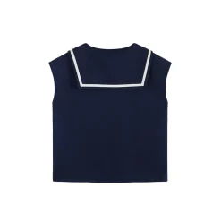 SomeSowe Color Blocked Sailor Collar Top & Shorts Set Navy
