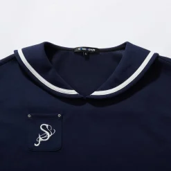 SomeSowe Color Blocked Sailor Collar Top & Shorts Set Navy