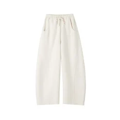 SomeSowe Contrast Color Drawstring Wide-Leg Pants White