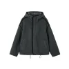 SomeSowe Contrast Color Edge Fleece Hooded Jacket Gray