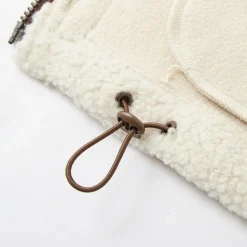 SomeSowe Contrast Color Edge Fleece Hooded Jacket Beige