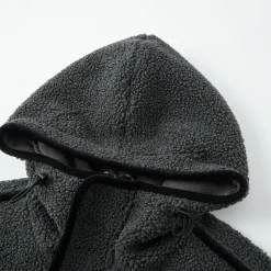 SomeSowe Contrast Color Edge Fleece Hooded Jacket Gray