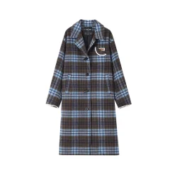 SomeSowe Contrast Color Plaid Tweed Long Coat