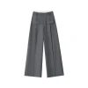 SomeSowe Contrast Color Stitching Wide-Leg Suit Pants Gray