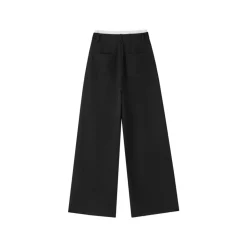 SomeSowe Contrast Color Stitching Wide-Leg Suit Pants Black