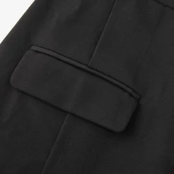 SomeSowe Contrast Color Stitching Wide-Leg Suit Pants Black