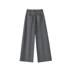 SomeSowe Contrast Color Stitching Wide-Leg Suit Pants Gray