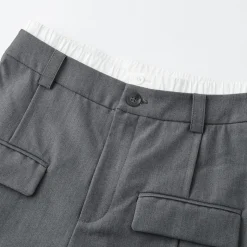 SomeSowe Contrast Color Stitching Wide-Leg Suit Pants Gray