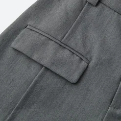 SomeSowe Contrast Color Stitching Wide-Leg Suit Pants Gray