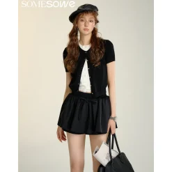 SomeSowe 3D A-Line Puffy Skirt Shorts Black
