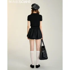 SomeSowe 3D A-Line Puffy Skirt Shorts Black