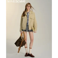 SomeSowe 3D Bow Casual Jacket Khaki