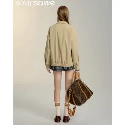 SomeSowe 3D Bow Casual Jacket Khaki