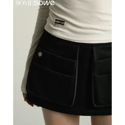 SomeSowe 3D Pocket Cargo Skirt Shorts Black