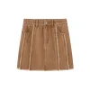SomeSowe Destroyed Denim Skirt Brown