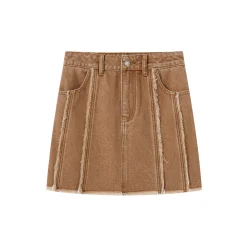 SomeSowe Destroyed Denim Skirt Brown