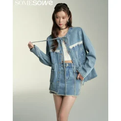 SomeSowe Destroyed Denim Skirt Blue