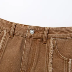 SomeSowe Destroyed Denim Skirt Brown
