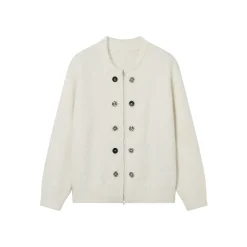 SomeSowe Double Breasted Zipper Cardigan White