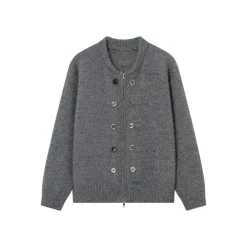SomeSowe Double Breasted Zipper Cardigan Grey